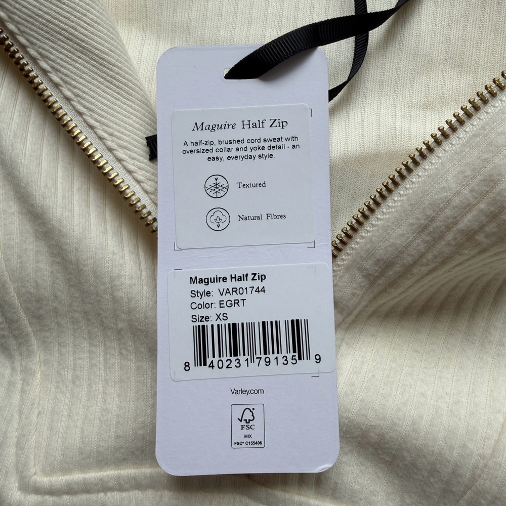 Varley NWT Women’s Maguire Half Zip Sweater Egret Cream Sz XS - Picture 5 of 13